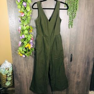\| NWT Lucky Brand Olive Green Tie Back Jumpsuit Romper Size XS